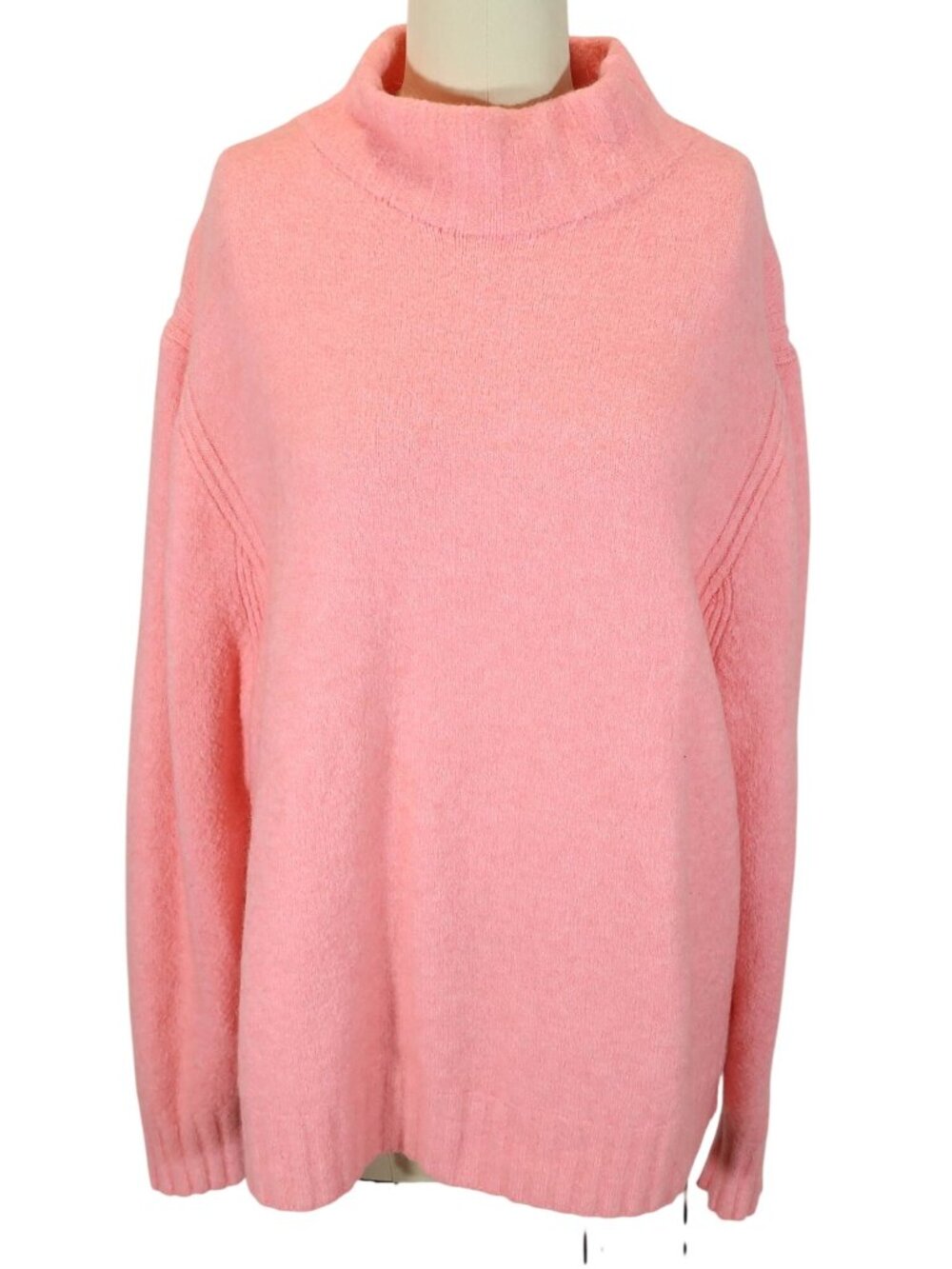 J CREW Super Soft Yarn Mock Neck Pullover Sweater 2X Coral Pink Preppy Cozy